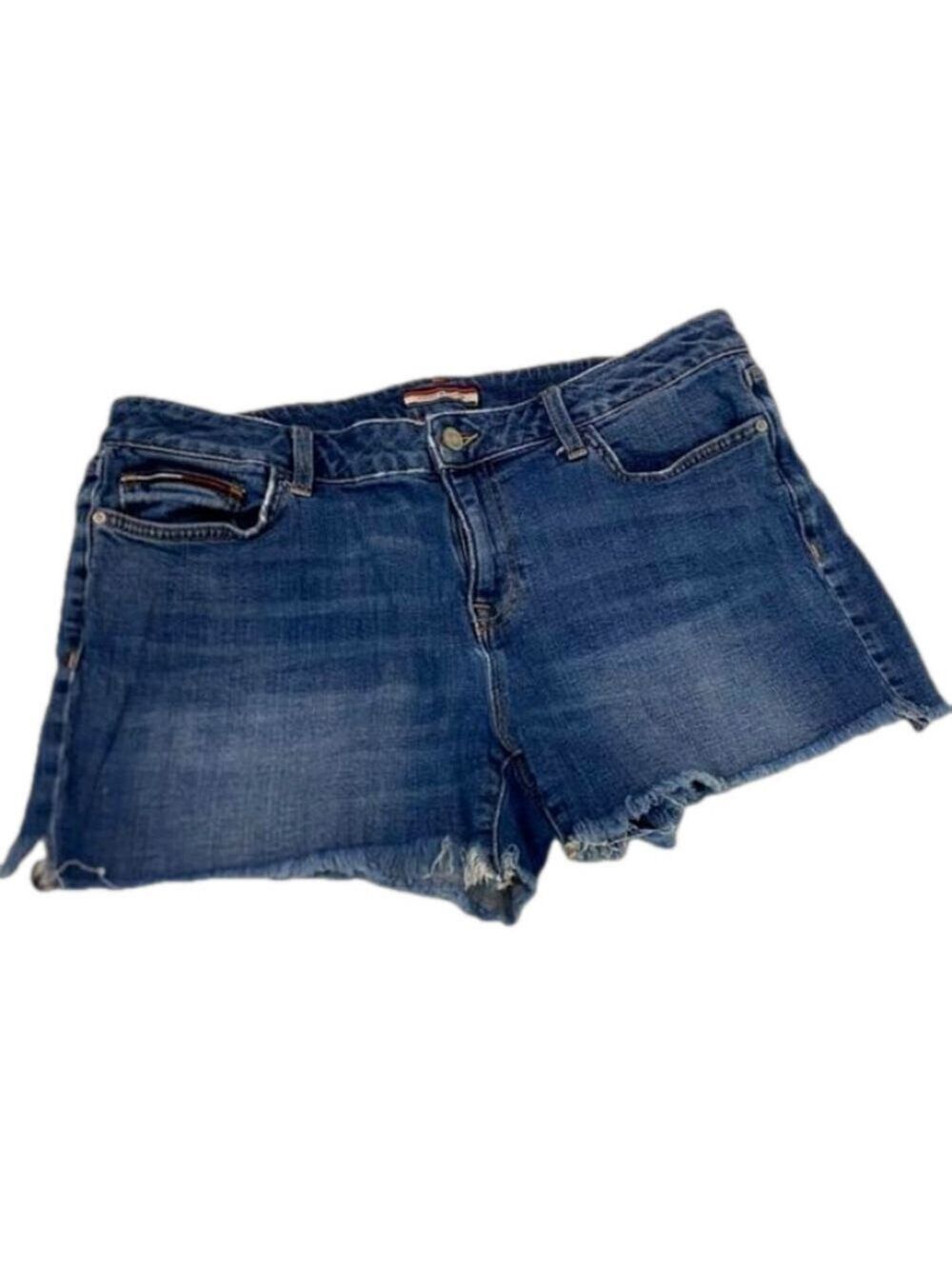 Tommy Hilfiger Medium Wash Denim High Waisted Jean Cut-off Shorts Size 10